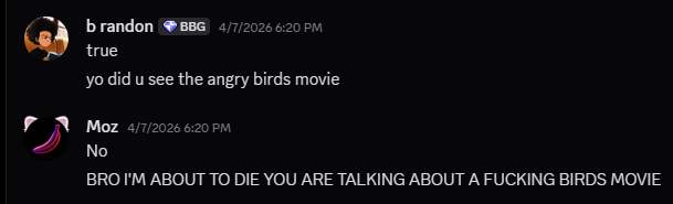 Chat screenshot about the Angry Birds movie